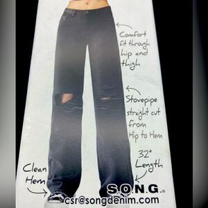 NWT S.O.N.G 90s Boyfriend Black Jeans Size 13/31